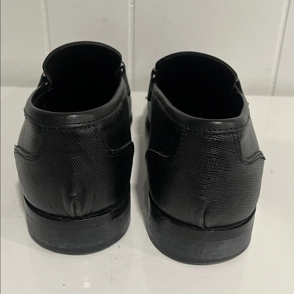 Saks Fifth Avenue Black Leather Horsebit Loafers Italy Vero Cuoio Sz 8
